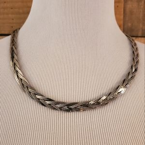 Vintage gunmetal braided chain necklace